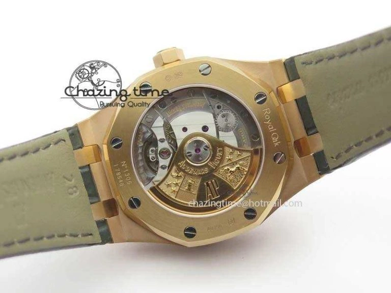 MoistureWicking Royal Oak 37mm 15452 RG Full Paved Diamonds JF 1:1 Best Edition Diamonds Dial On Leather Strap A 5031
