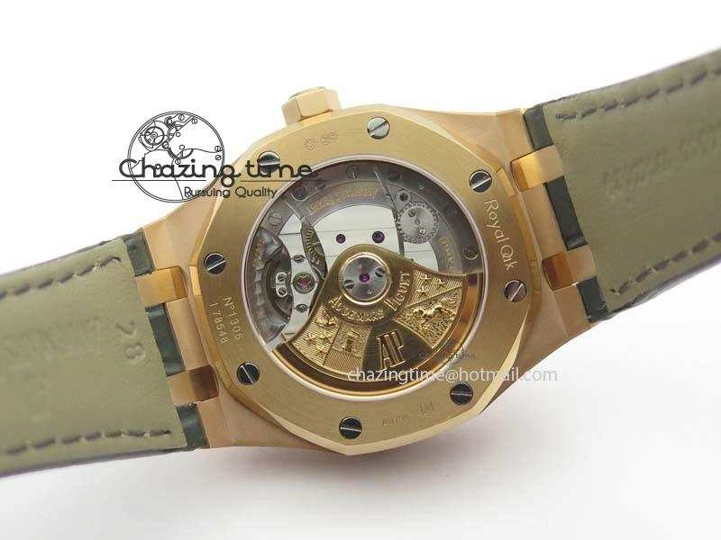 MoistureWicking Royal Oak 37mm 15452 RG Full Paved Diamonds JF 1:1 Best Edition Diamonds Dial On Leather Strap A 5031