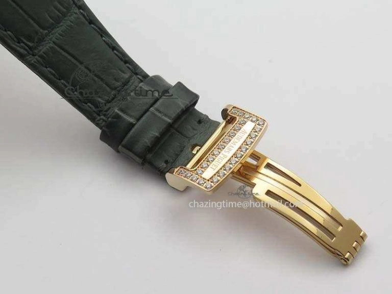 MoistureWicking Royal Oak 37mm 15452 RG Full Paved Diamonds JF 1:1 Best Edition Diamonds Dial On Leather Strap A 5031