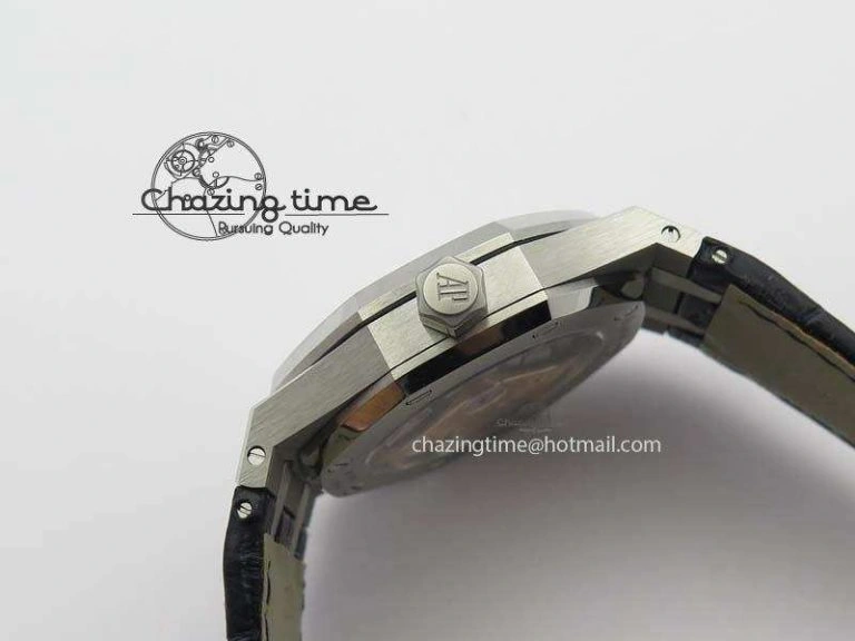 Sustainable Royal Oak 37mm 15452 SS Full Paved Diamonds JF 1:1 Best Edition Diamonds Dial On Leather Strap A 5032
