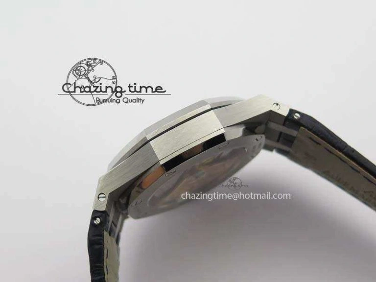 Sustainable Royal Oak 37mm 15452 SS Full Paved Diamonds JF 1:1 Best Edition Diamonds Dial On Leather Strap A 5032