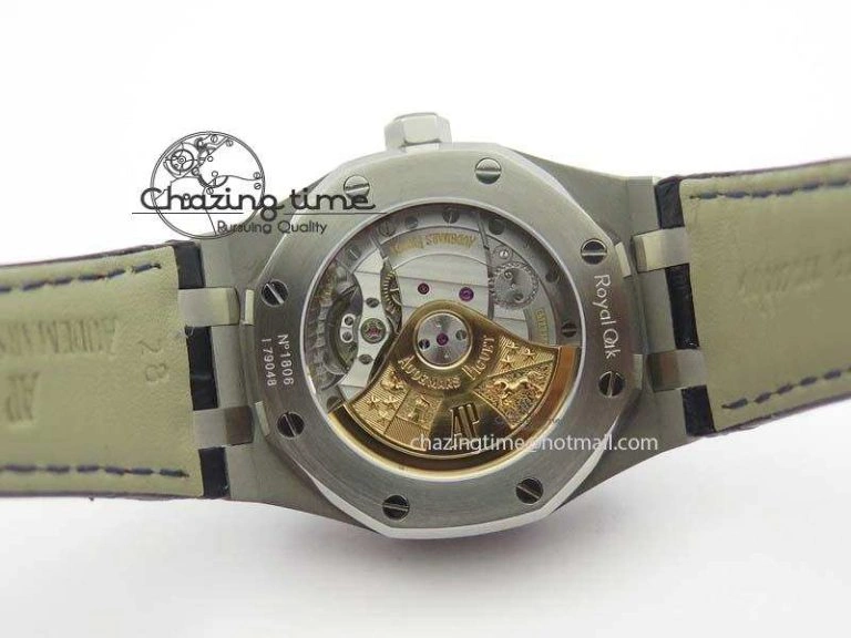 Sustainable Royal Oak 37mm 15452 SS Full Paved Diamonds JF 1:1 Best Edition Diamonds Dial On Leather Strap A 5032