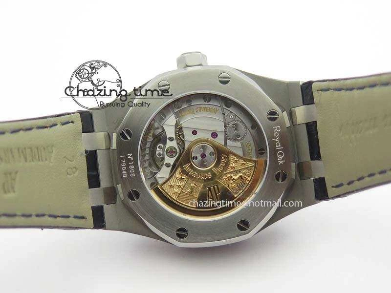Sustainable Royal Oak 37mm 15452 SS Full Paved Diamonds JF 1:1 Best Edition Diamonds Dial On Leather Strap A 5032