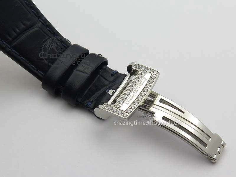 Sustainable Royal Oak 37mm 15452 SS Full Paved Diamonds JF 1:1 Best Edition Diamonds Dial On Leather Strap A 5032