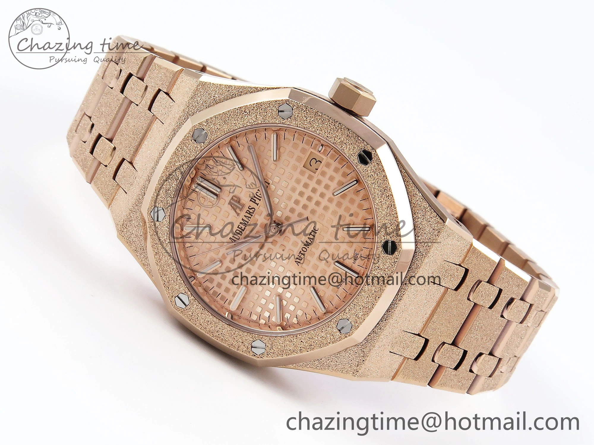 Cozy Royal Oak 37mm 15454 Frosted RG APSF 1:1 Best Edition RG Textured Dial on Frosted RG Bracelet SA3120 Super Clone 4462