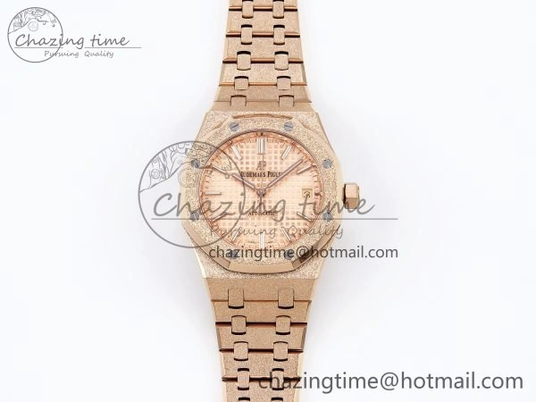 Cozy Royal Oak 37mm 15454 Frosted RG APSF 1:1 Best Edition RG Textured Dial on Frosted RG Bracelet SA3120 Super Clone 4462