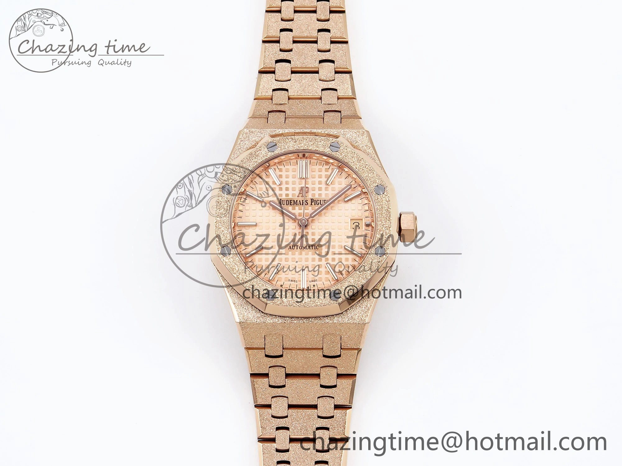 Cozy Royal Oak 37mm 15454 Frosted RG APSF 1:1 Best Edition RG Textured Dial on Frosted RG Bracelet SA3120 Super Clone 4462