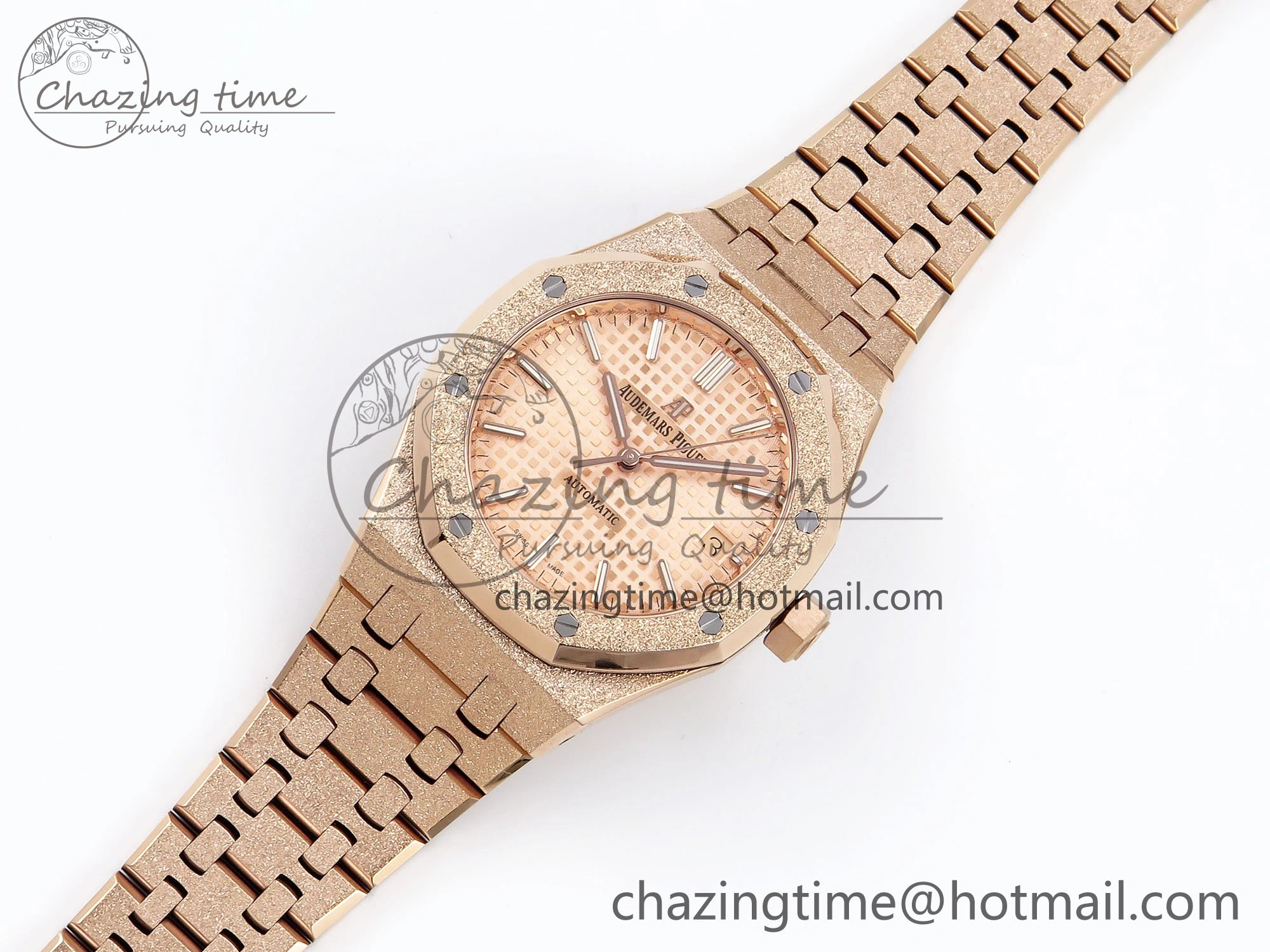 Cozy Royal Oak 37mm 15454 Frosted RG APSF 1:1 Best Edition RG Textured Dial on Frosted RG Bracelet SA3120 Super Clone 4462