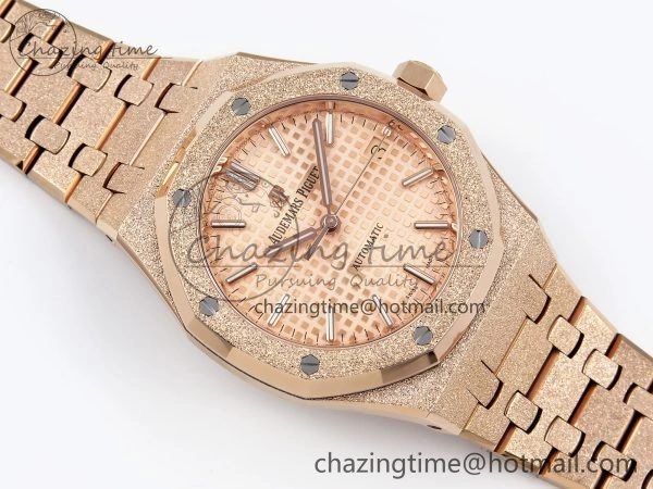 Cozy Royal Oak 37mm 15454 Frosted RG APSF 1:1 Best Edition RG Textured Dial on Frosted RG Bracelet SA3120 Super Clone 4462