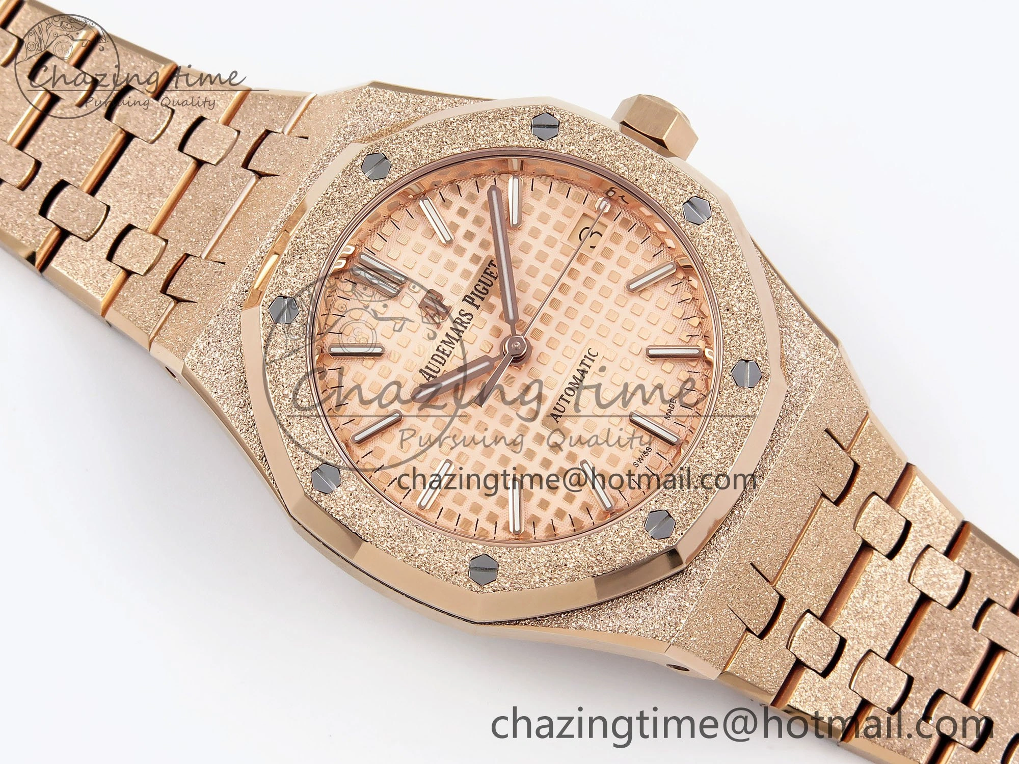 Cozy Royal Oak 37mm 15454 Frosted RG APSF 1:1 Best Edition RG Textured Dial on Frosted RG Bracelet SA3120 Super Clone 4462