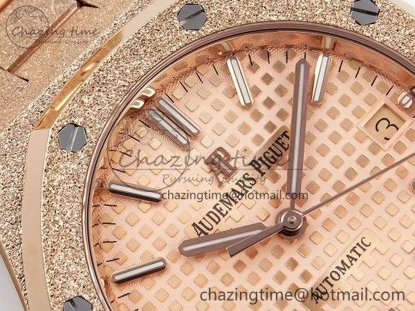 Cozy Royal Oak 37mm 15454 Frosted RG APSF 1:1 Best Edition RG Textured Dial on Frosted RG Bracelet SA3120 Super Clone 4462