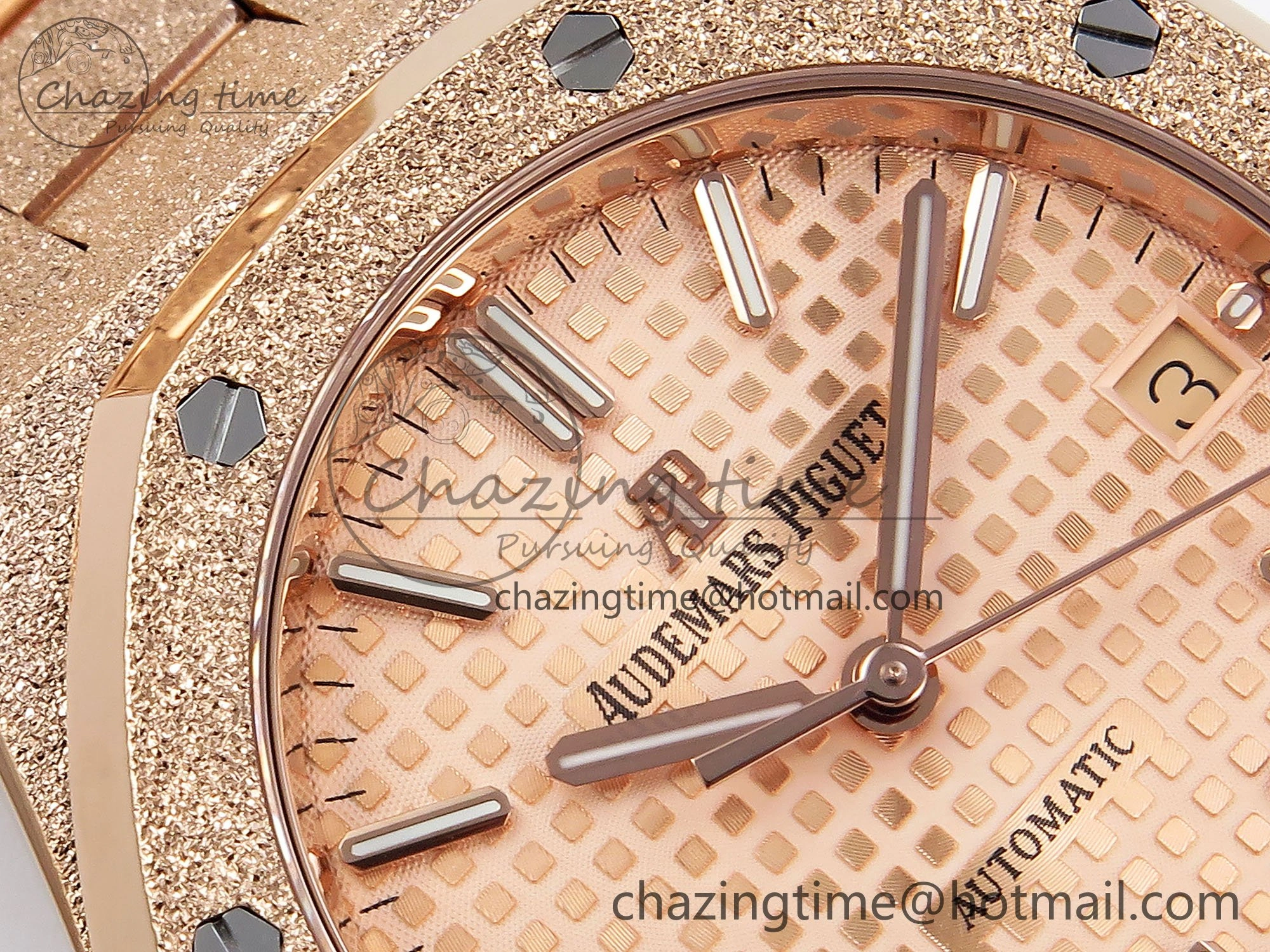 Cozy Royal Oak 37mm 15454 Frosted RG APSF 1:1 Best Edition RG Textured Dial on Frosted RG Bracelet SA3120 Super Clone 4462