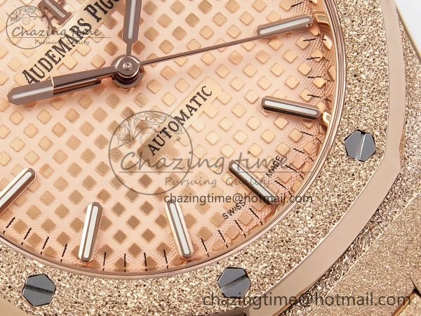 Cozy Royal Oak 37mm 15454 Frosted RG APSF 1:1 Best Edition RG Textured Dial on Frosted RG Bracelet SA3120 Super Clone 4462