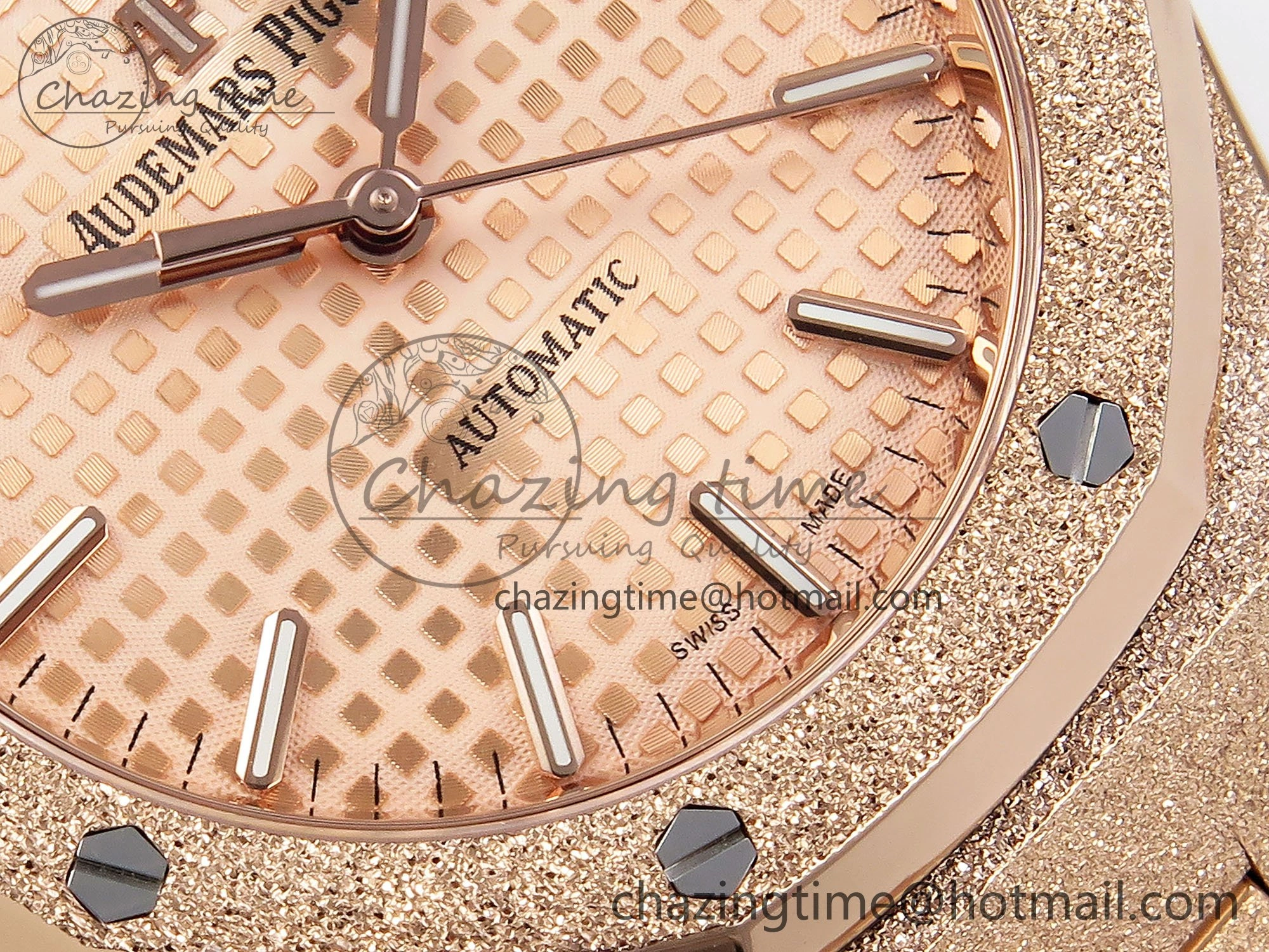 Cozy Royal Oak 37mm 15454 Frosted RG APSF 1:1 Best Edition RG Textured Dial on Frosted RG Bracelet SA3120 Super Clone 4462