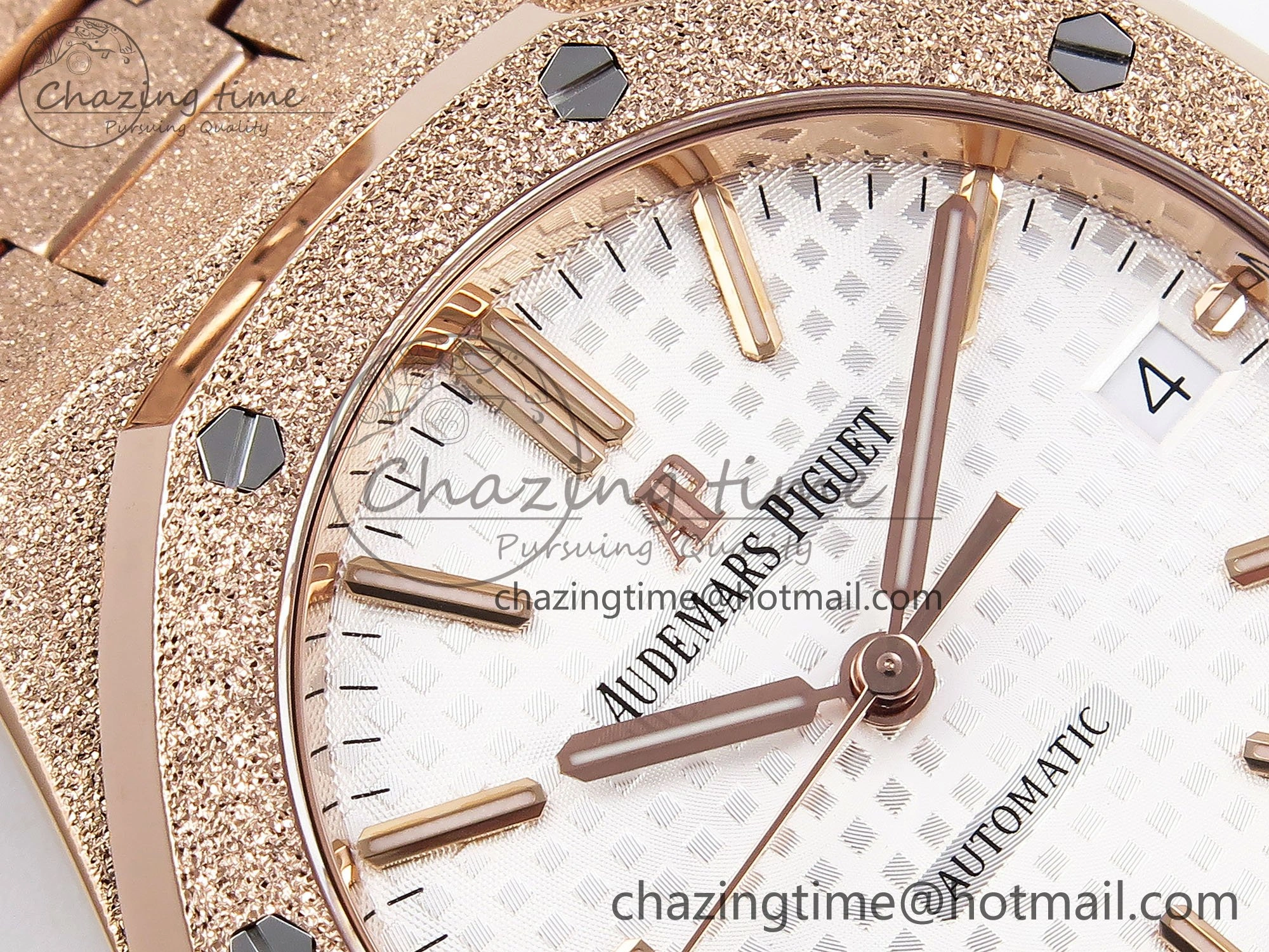 Seasonal Royal Oak 37mm 15454 Frosted RG APSF 1:1 Best Edition White Textured Dial on Frosted RG Bracelet SA3120 Super Clone 4463