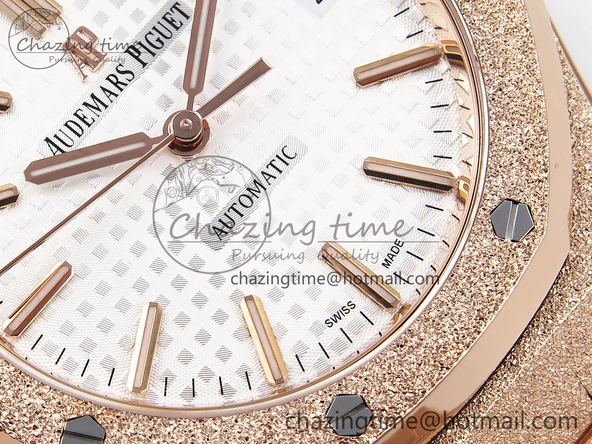 Seasonal Royal Oak 37mm 15454 Frosted RG APSF 1:1 Best Edition White Textured Dial on Frosted RG Bracelet SA3120 Super Clone 4463