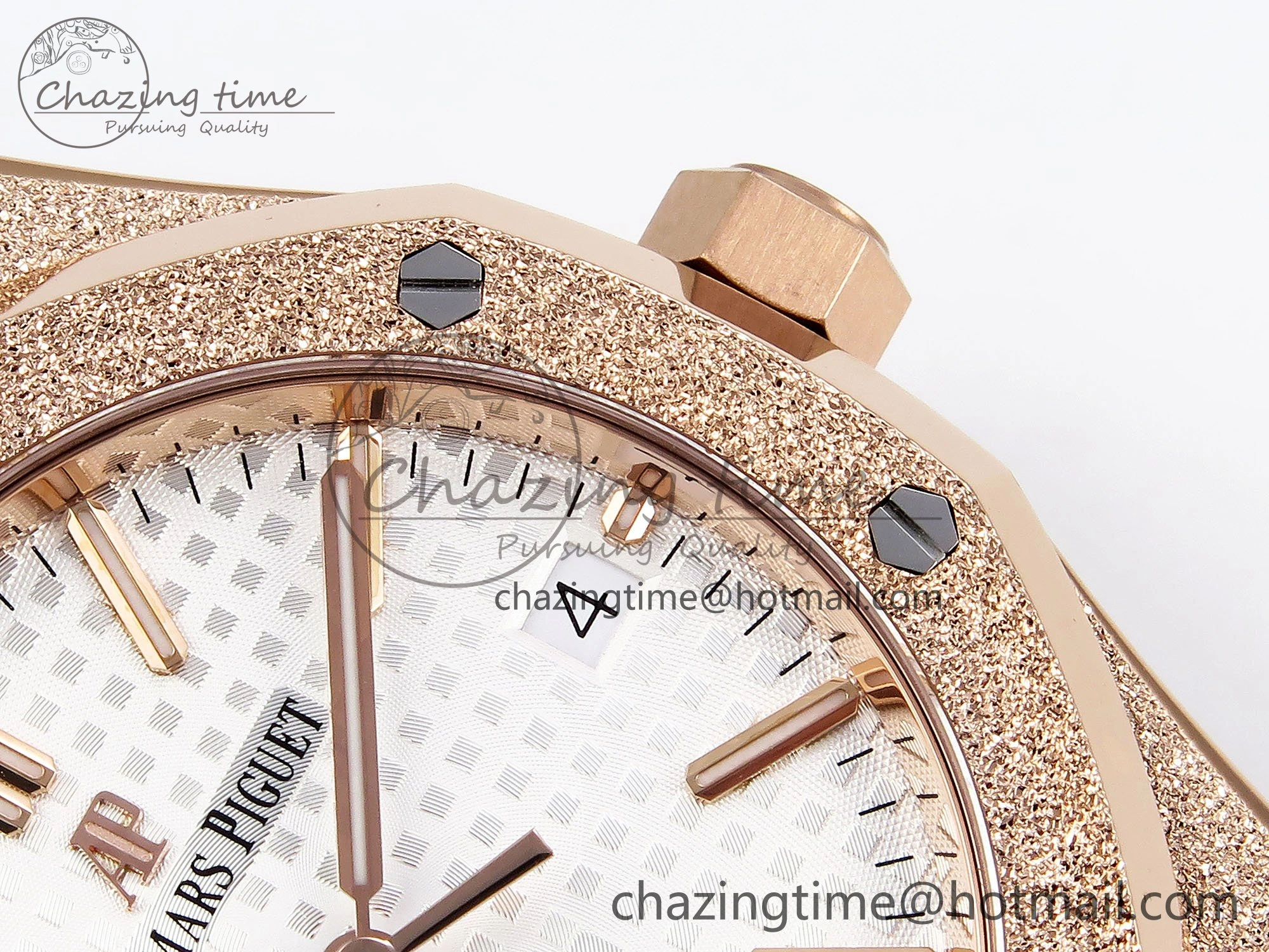Seasonal Royal Oak 37mm 15454 Frosted RG APSF 1:1 Best Edition White Textured Dial on Frosted RG Bracelet SA3120 Super Clone 4463