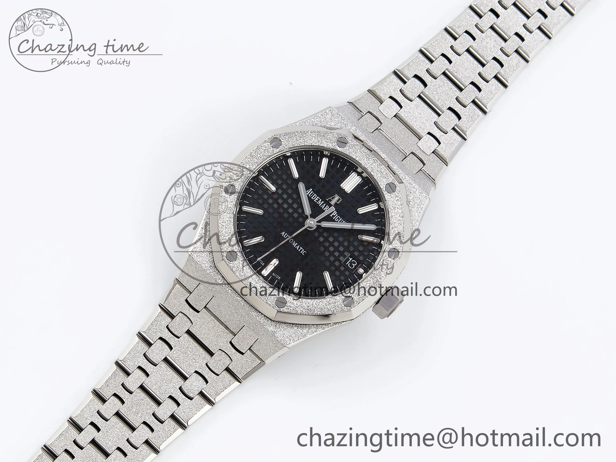 Soft Royal Oak 37mm 15454 Frosted SS APSF 1:1 Best Edition Black Textured Dial on Frosted SS Bracelet SA3120 Super Clone 4461