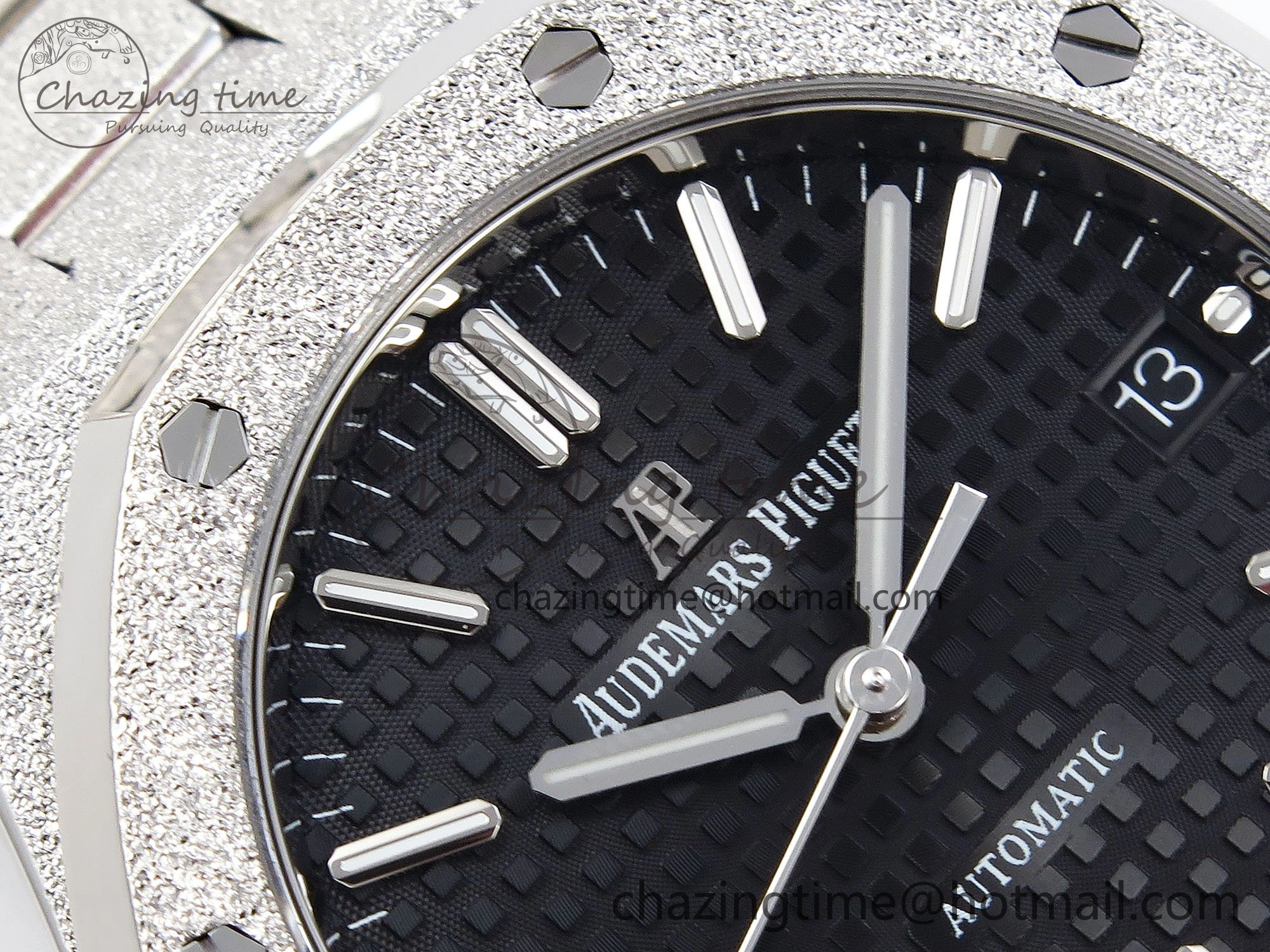 Soft Royal Oak 37mm 15454 Frosted SS APSF 1:1 Best Edition Black Textured Dial on Frosted SS Bracelet SA3120 Super Clone 4461