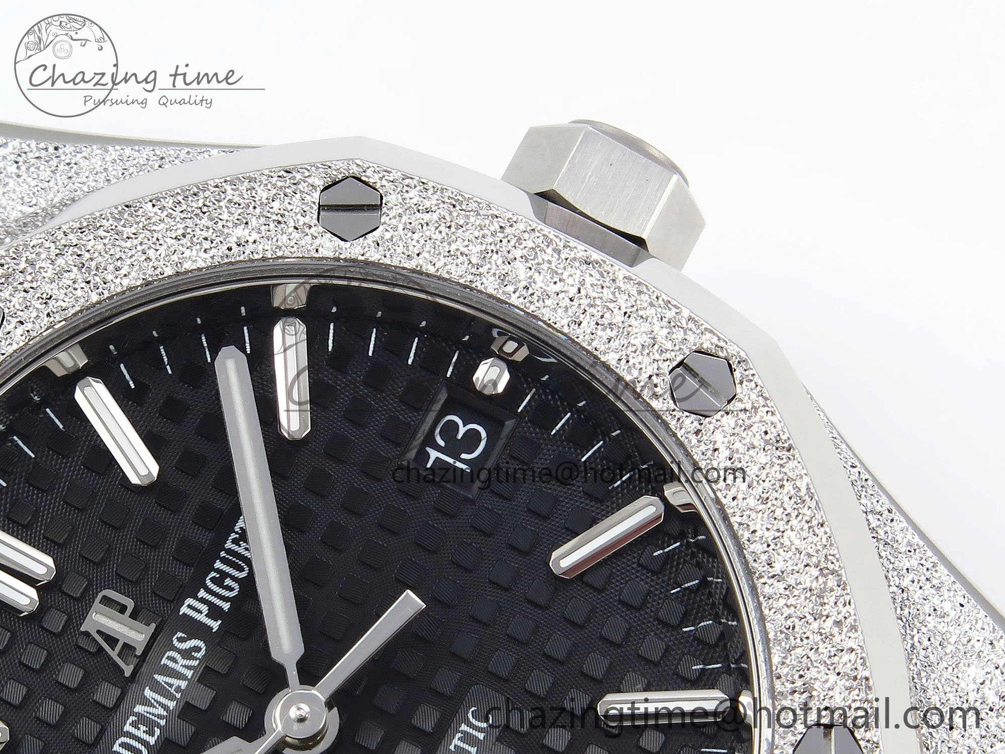 Soft Royal Oak 37mm 15454 Frosted SS APSF 1:1 Best Edition Black Textured Dial on Frosted SS Bracelet SA3120 Super Clone 4461