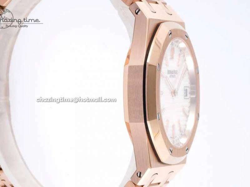 Royal Oak 39mm 15202 RG BF 1:1 Best Edition White Textured Dial on RG Bracelet A QuickDry 4576