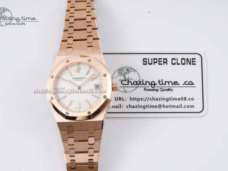 Royal Oak 39mm 15202 RG BF 1:1 Best Edition White Textured Dial on RG Bracelet A QuickDry 4576