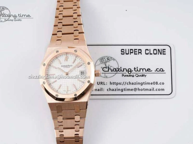 Royal Oak 39mm 15202 RG BF 1:1 Best Edition White Textured Dial on RG Bracelet A QuickDry 4576