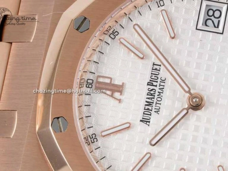 Royal Oak 39mm 15202 RG BF 1:1 Best Edition White Textured Dial on RG Bracelet A QuickDry 4576