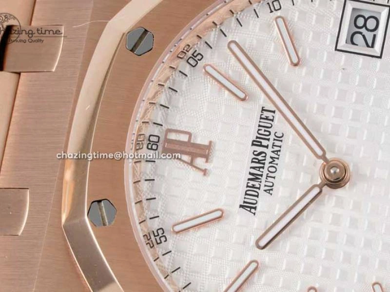Royal Oak 39mm 15202 RG BF 1:1 Best Edition White Textured Dial on RG Bracelet A QuickDry 4576