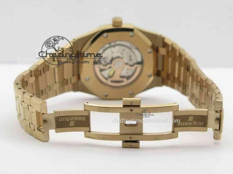 WaterResistant Royal Oak 39mm 15202 RG Black Dial On RG Bracelet MIYOTA 5018