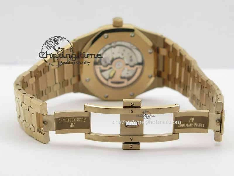 WaterResistant Royal Oak 39mm 15202 RG Black Dial On RG Bracelet MIYOTA 5018
