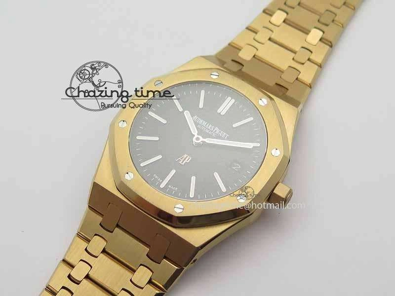 WaterResistant Royal Oak 39mm 15202 RG Black Dial On RG Bracelet MIYOTA 5018
