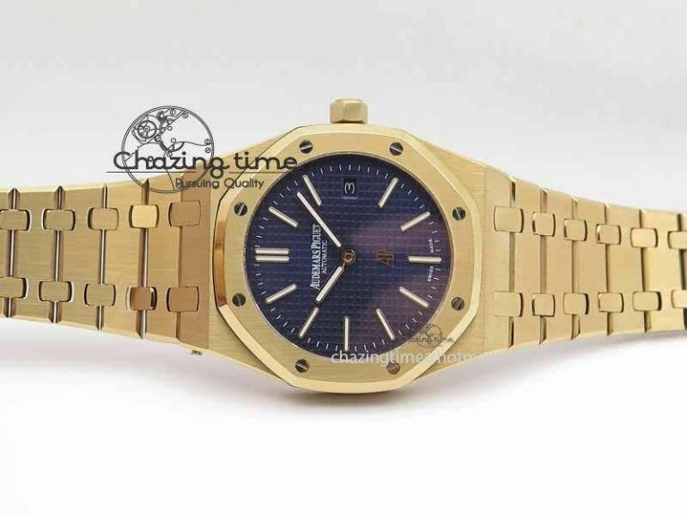 Stylish Royal Oak 39mm 15202 RG Blue Dial On RG Bracelet MIYOTA 5017