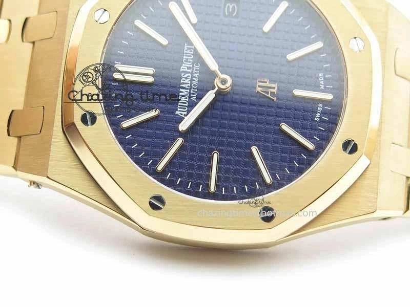 Stylish Royal Oak 39mm 15202 RG Blue Dial On RG Bracelet MIYOTA 5017