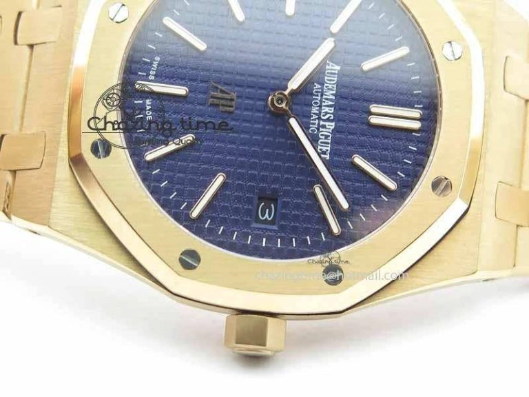 Stylish Royal Oak 39mm 15202 RG Blue Dial On RG Bracelet MIYOTA 5017