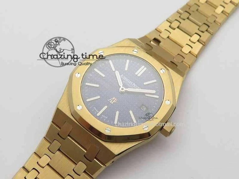Stylish Royal Oak 39mm 15202 RG Blue Dial On RG Bracelet MIYOTA 5017