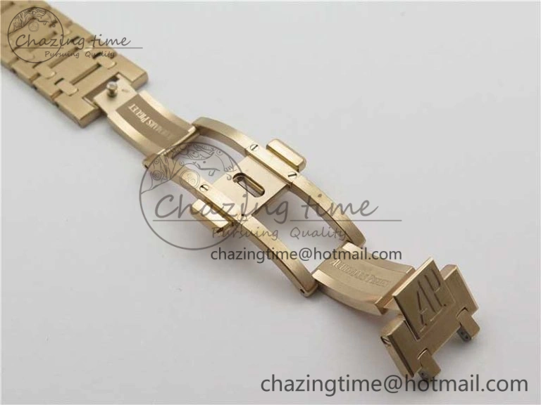 Royal Oak 39mm 15202 RG KZF 1:1 Best Edition Blue Textured Dial on RG Bracelet A Versatile 4845