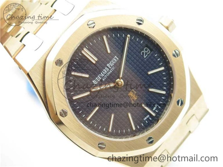 Royal Oak 39mm 15202 RG KZF 1:1 Best Edition Blue Textured Dial on RG Bracelet A Versatile 4845
