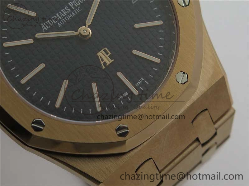 Royal Oak 39mm 15202 RG KZF 1:1 Best Edition Blue Textured Dial on RG Bracelet A Versatile 4845