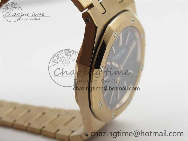 Royal Oak 39mm 15202 RG KZF 1:1 Best Edition Blue Textured Dial on RG Bracelet A Versatile 4845