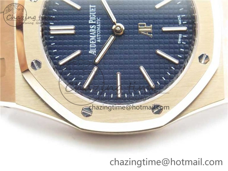 Royal Oak 39mm 15202 RG KZF 1:1 Best Edition Blue Textured Dial on RG Bracelet A Versatile 4845