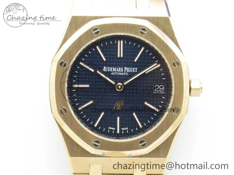 Royal Oak 39mm 15202 RG KZF 1:1 Best Edition Blue Textured Dial on RG Bracelet A Versatile 4845