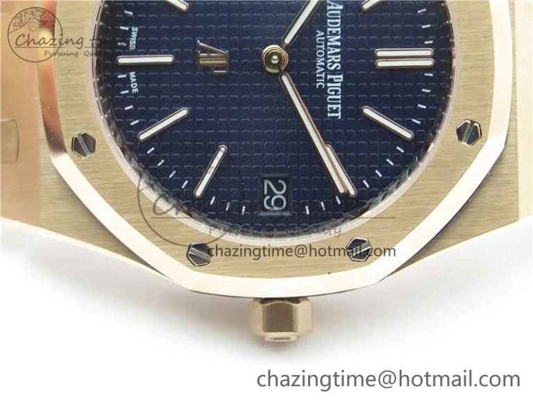 Royal Oak 39mm 15202 RG KZF 1:1 Best Edition Blue Textured Dial on RG Bracelet A Versatile 4845