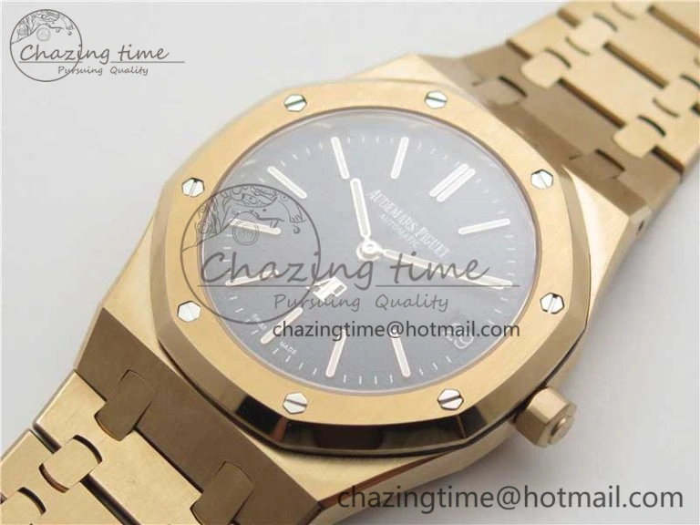 Royal Oak 39mm 15202 RG KZF 1:1 Best Edition Blue Textured Dial on RG Bracelet A Versatile 4845