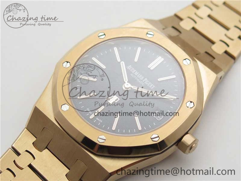 Royal Oak 39mm 15202 RG KZF 1:1 Best Edition Blue Textured Dial on RG Bracelet A Versatile 4845