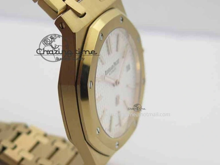 Breathable Royal Oak 39mm 15202 RG White Dial On RG Bracelet MIYOTA 5020