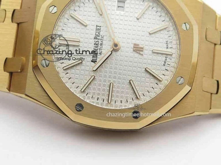 Breathable Royal Oak 39mm 15202 RG White Dial On RG Bracelet MIYOTA 5020