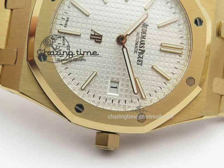 Breathable Royal Oak 39mm 15202 RG White Dial On RG Bracelet MIYOTA 5020