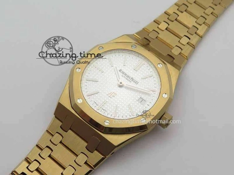 Breathable Royal Oak 39mm 15202 RG White Dial On RG Bracelet MIYOTA 5020