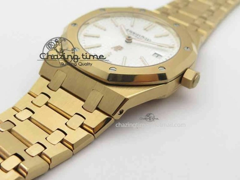 Breathable Royal Oak 39mm 15202 RG White Dial On RG Bracelet MIYOTA 5020